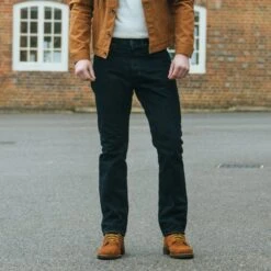 14oz Selvedge Denim Medium/High Rise Tapered Cut Jeans - Indigo Overdyed Black -Denim Clothing-Iron Heart International ih 888s 142od 2