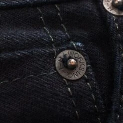 14oz Selvedge Denim Medium/High Rise Tapered Cut Jeans - Indigo Overdyed Black -Denim Clothing-Iron Heart International ih 888s 142od 8