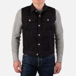 21oz Non-Fade Denim Type III Vest - Superblack