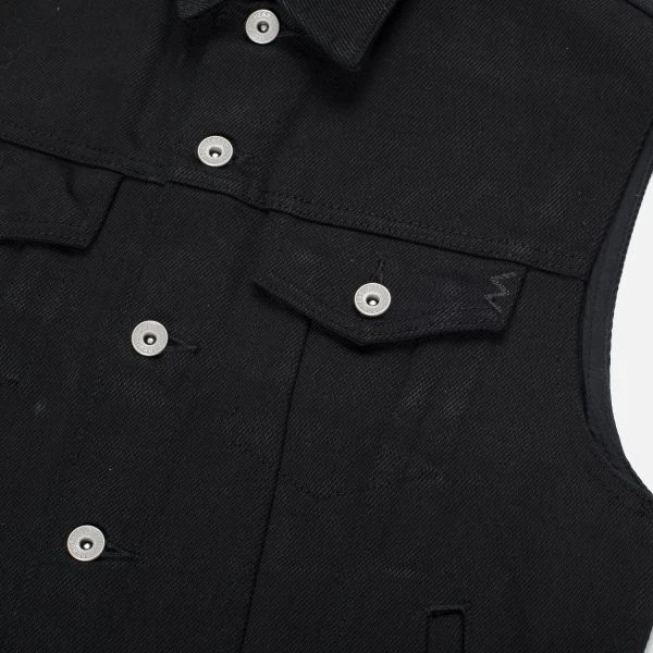 21oz Non-Fade Denim Type III Vest - Superblack 7 21oz Non-Fade Denim Type III Vest - Superblack - Image 5