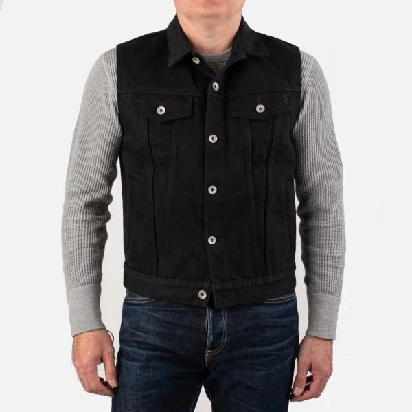 21oz Non-Fade Denim Type III Vest - Superblack 3 21oz Non-Fade Denim Type III Vest - Superblack