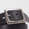 Heavy Duty "Tochigi" Leather Belt With Nickel Plated Garrison Buckle - Black -Denim Clothing-Iron Heart International ihb 08 blk