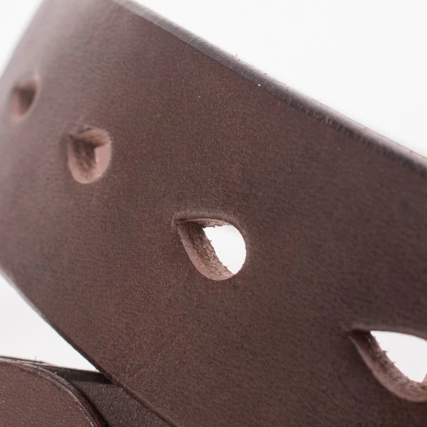 Heavy Duty "Tochigi" Leather Belt With Nickel Plated Garrison Buckle - Brown 6 Heavy Duty "Tochigi" Leather Belt With Nickel Plated Garrison Buckle - Brown - Image 4