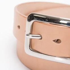 Heavy Duty "Tochigi" Leather Belt With Nickel Plated Garrison Buckle - Natural -Denim Clothing-Iron Heart International ihb 08 nat 2
