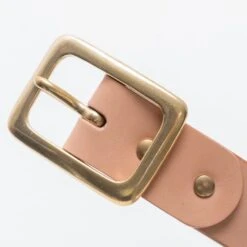 Heavy Duty "Tochigi" Leather Belt With Brass Garrison Buckle - Natural