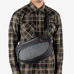 12oz Hickory Stripe Small Shoulder Bag - Indigo