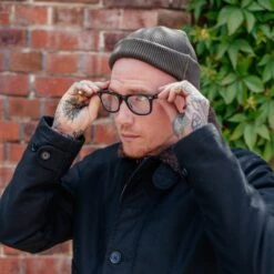 100% Cotton Ribbed Beanie - Olive -Denim Clothing-Iron Heart International ihg 081 olv 2