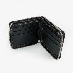 Zip-Secured Shell Cordovan Wallet - Black -Denim Clothing-Iron Heart International ihg 090 blk 3