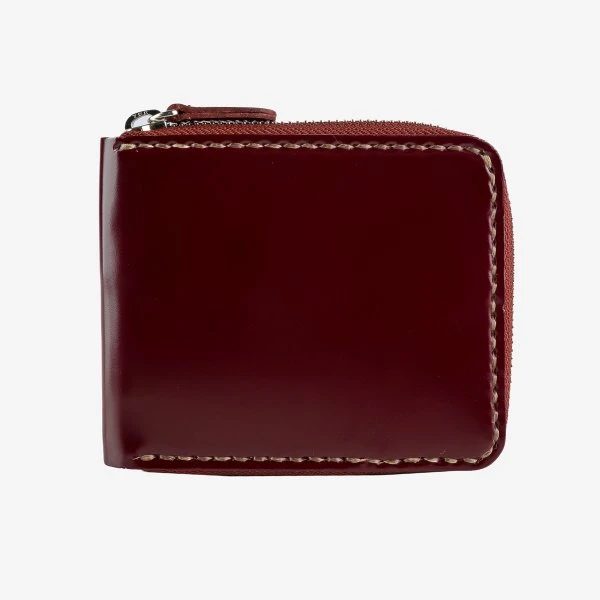 Zip-Secured Shell Cordovan Wallet - Oxblood 4 Zip-Secured Shell Cordovan Wallet - Oxblood - Image 2