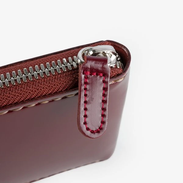 Zip-Secured Shell Cordovan Wallet - Oxblood 5 Zip-Secured Shell Cordovan Wallet - Oxblood - Image 3