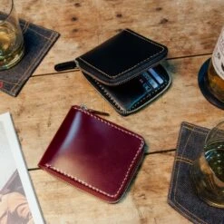 Zip-Secured Shell Cordovan Wallet - Oxblood