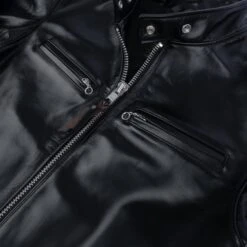 Japanese Horsehide Rider’s Jacket - Black (Tea-Core Dyed) -Denim Clothing-Iron Heart International ihj 35 9