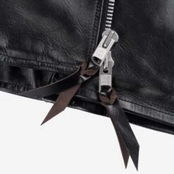 Japanese Horsehide Rider’s Jacket With Collar - Black (Tea-Core Dyed) -Denim Clothing-Iron Heart International ihj 54 blk 11