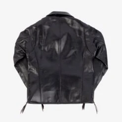 Japanese Horsehide Rider’s Jacket With Collar - Black (Tea-Core Dyed) -Denim Clothing-Iron Heart International ihj 54 blk 3