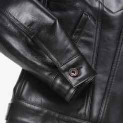 Japanese Horsehide Modified Type III Jacket - Black (Tea-Core Dyed) -Denim Clothing-Iron Heart International ihj 64 blk 5