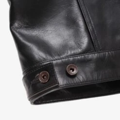 Japanese Horsehide Modified Type III Jacket - Black (Tea-Core Dyed) -Denim Clothing-Iron Heart International ihj 64 blk 9