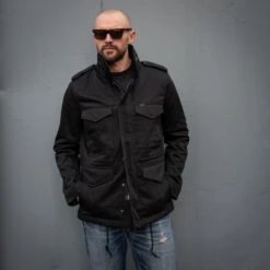 Sateen M65 Field Jacket - Black -Denim Clothing-Iron Heart International ihm 27 blk 2