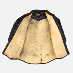 Deerskin Western Shirt 'The Big Buck' - Black -Denim Clothing-Iron Heart International ihsb bigbuck blk 5