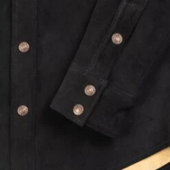 Deerskin Western Shirt 'The Big Buck' - Black -Denim Clothing-Iron Heart International ihsb bigbuck blk 8