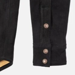 Deerskin Western Shirt 'The Big Buck' - Black -Denim Clothing-Iron Heart International ihsb bigbuck blk 9