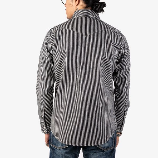 12oz Hickory Stripe Western Shirt - Indigo 4 12oz Hickory Stripe Western Shirt - Indigo - Image 2
