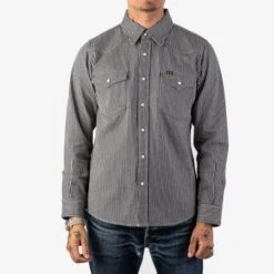 12oz Hickory Stripe Western Shirt - Indigo