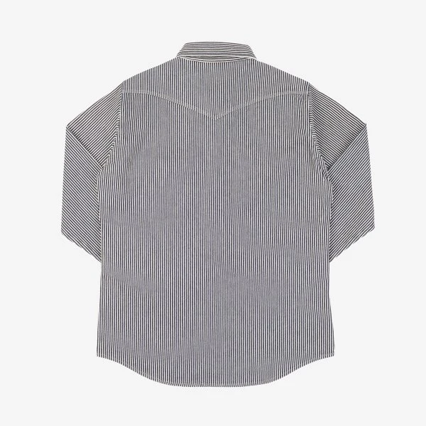 12oz Hickory Stripe Western Shirt - Indigo 6 12oz Hickory Stripe Western Shirt - Indigo - Image 4