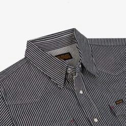 12oz Hickory Stripe Western Shirt - Indigo 19 12oz Hickory Stripe Western Shirt - Indigo -Denim Clothing-Iron Heart International ihsh 07 ind 5