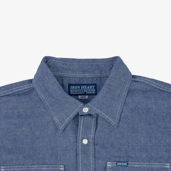 10oz Selvedge Chambray Single Yoke Western Shirt - Blue 8 10oz Selvedge Chambray Single Yoke Western Shirt - Blue - Image 6