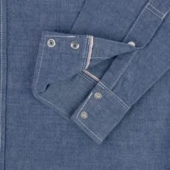 10oz Selvedge Chambray Single Yoke Western Shirt - Blue 22 10oz Selvedge Chambray Single Yoke Western Shirt - Blue -Denim Clothing-Iron Heart International ihsh 13 blu 8