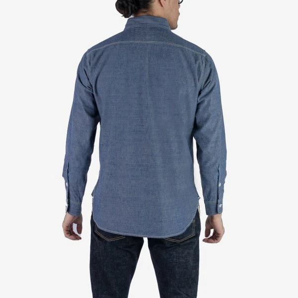 10oz Selvedge Chambray Work Shirt - Blue 4 10oz Selvedge Chambray Work Shirt - Blue - Image 2