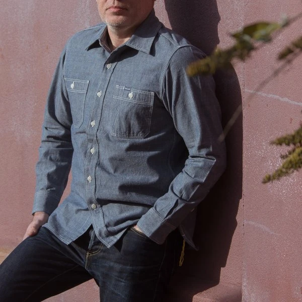 10oz Selvedge Chambray Work Shirt - Blue 5 10oz Selvedge Chambray Work Shirt - Blue - Image 3