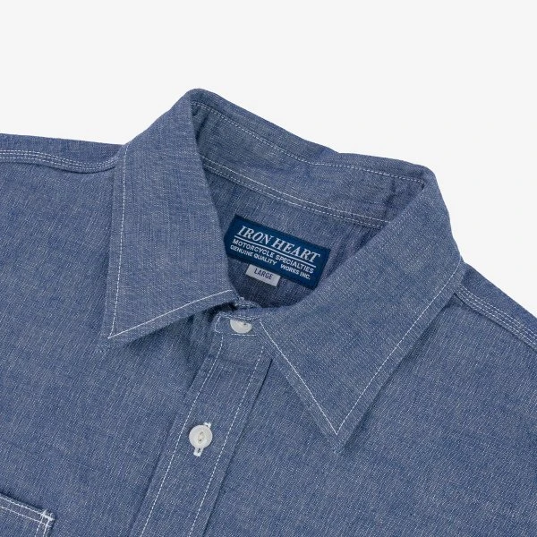 10oz Selvedge Chambray Work Shirt - Blue 7 10oz Selvedge Chambray Work Shirt - Blue - Image 5