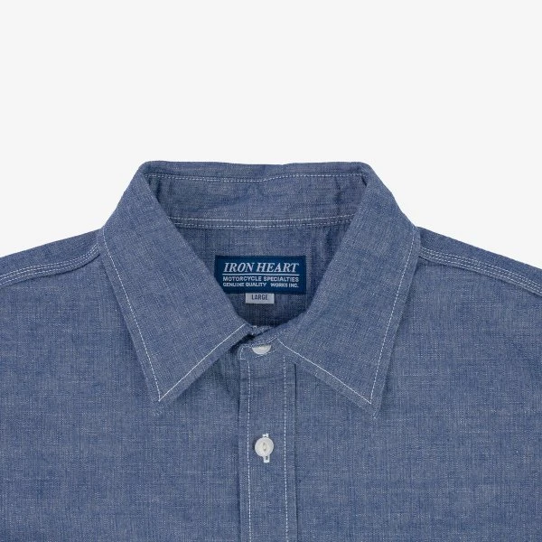 10oz Selvedge Chambray Work Shirt - Blue 8 10oz Selvedge Chambray Work Shirt - Blue - Image 6