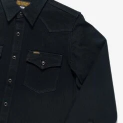 12oz Selvedge Denim Western Shirt "The Johnny Cash III" - Black -Denim Clothing-Iron Heart International ihsh 218 blk 3