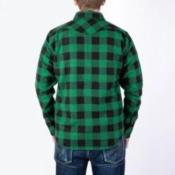 Ultra Heavy Flannel Buffalo Check Western Shirt - Green/Black -Denim Clothing-Iron Heart International ihsh 232 grn 1