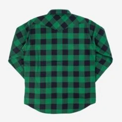 Ultra Heavy Flannel Buffalo Check Western Shirt - Green/Black -Denim Clothing-Iron Heart International ihsh 232 grn 3