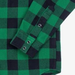 Ultra Heavy Flannel Buffalo Check Western Shirt - Green/Black -Denim Clothing-Iron Heart International ihsh 232 grn 5