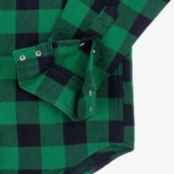Ultra Heavy Flannel Buffalo Check Western Shirt - Green/Black -Denim Clothing-Iron Heart International ihsh 232 grn 6