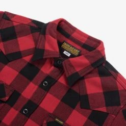 Ultra Heavy Flannel Buffalo Check Western Shirt - Red/Black -Denim Clothing-Iron Heart International ihsh 232 red 3