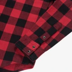 Ultra Heavy Flannel Buffalo Check Western Shirt - Red/Black -Denim Clothing-Iron Heart International ihsh 232 red 4