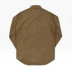 13oz Military Serge Western Shirt - Brown -Denim Clothing-Iron Heart International ihsh 235 brn 2