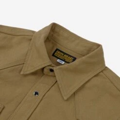 13oz Military Serge Western Shirt - Brown -Denim Clothing-Iron Heart International ihsh 235 brn 3