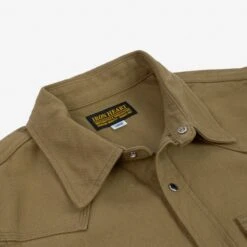 13oz Military Serge Western Shirt - Brown -Denim Clothing-Iron Heart International ihsh 235 brn 6