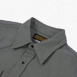 13oz Military Serge Western Shirt - Grey -Denim Clothing-Iron Heart International ihsh 235 gry 4