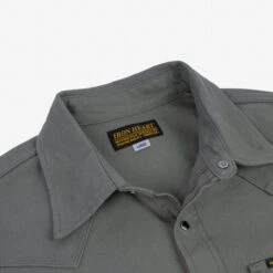 13oz Military Serge Western Shirt - Grey -Denim Clothing-Iron Heart International ihsh 235 gry 7