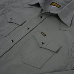 13oz Military Serge Western Shirt - Grey -Denim Clothing-Iron Heart International ihsh 235 gry 8