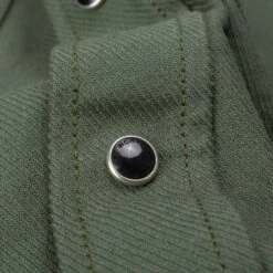 13oz Military Serge Western Shirt - Olive Drab Green -Denim Clothing-Iron Heart International ihsh 235 olv 8
