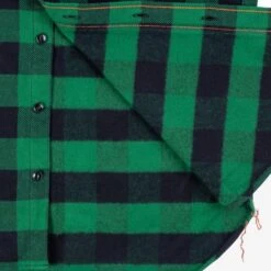 Ultra Heavy Flannel Buffalo Check Work Shirt - Green/Black -Denim Clothing-Iron Heart International ihsh 244 grn 11