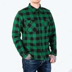 Ultra Heavy Flannel Buffalo Check Work Shirt - Green/Black